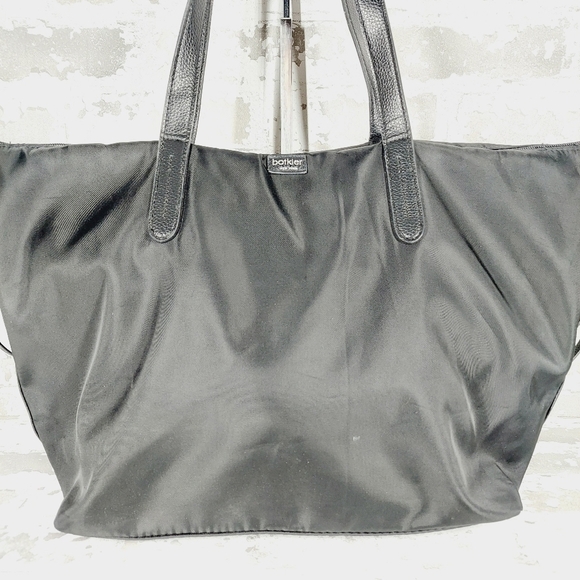 Botkier Vinyl Tote Black  Carryall Zip Top Big Travel Shoulder Bag 0771 - Picture 2 of 16